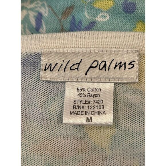 Wild Palms Size Medium Floral Button up V-Neck Cardigan - Picture 3 of 4